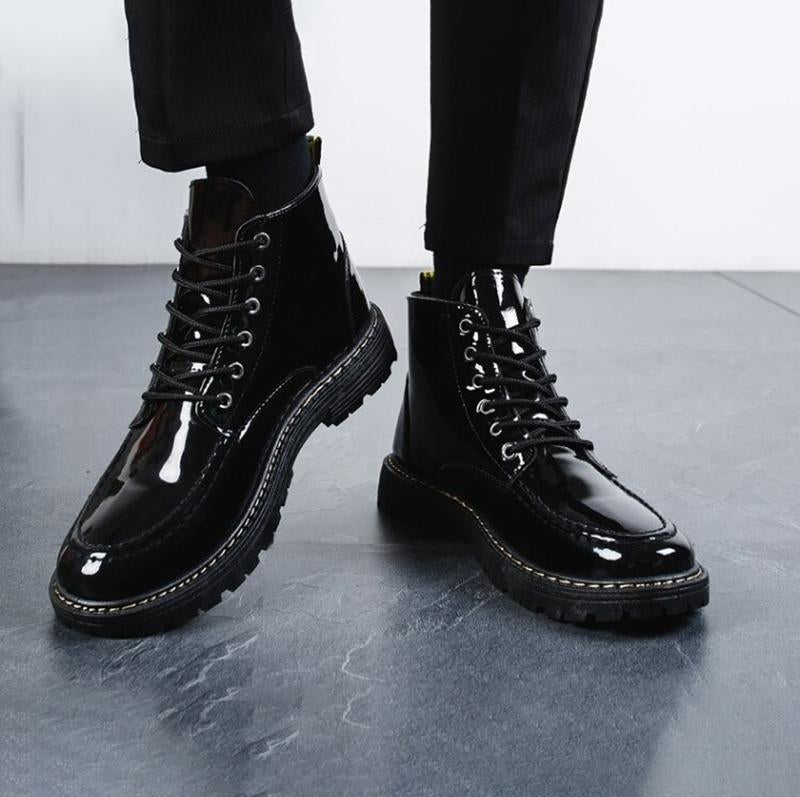 High-Top Shiny Tooling Shoes for Winter Celebrities