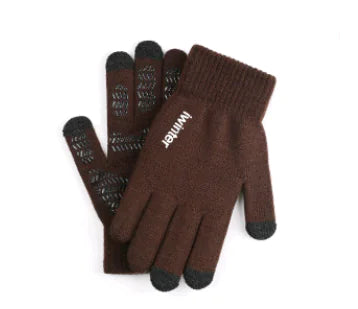 Men's Touchscreen Winter Gloves, Warm Knitted Outdoor Gloves