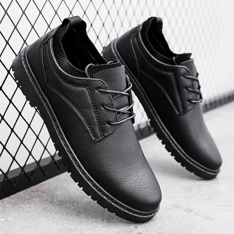 Men's Leather British Autumn Winter Work Shoes