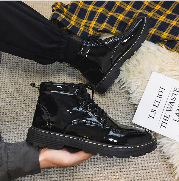 High-Top Shiny Tooling Shoes for Winter Celebrities