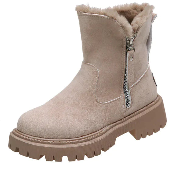 Thick Plush Snow Boots for Women - Faux Suede Winter Shoes