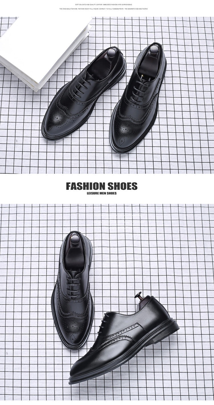 Men's Business Leather Brogue Shoes for Autumn & Winter