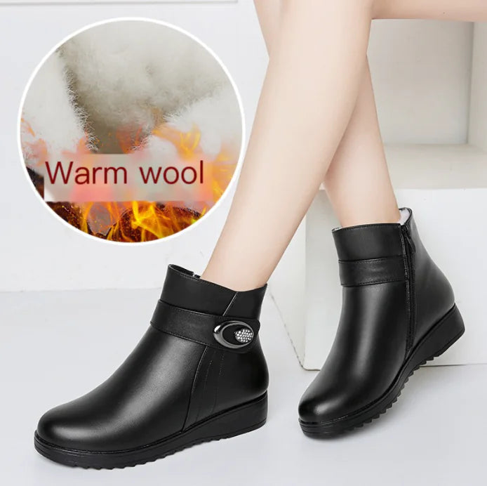 Winter Wool Non-Slip Flat Cotton Shoes for Women
