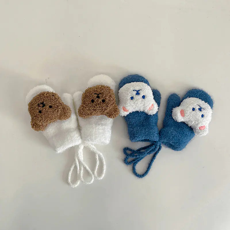 Thick Plush Winter Gloves for Boys Ages 1-4