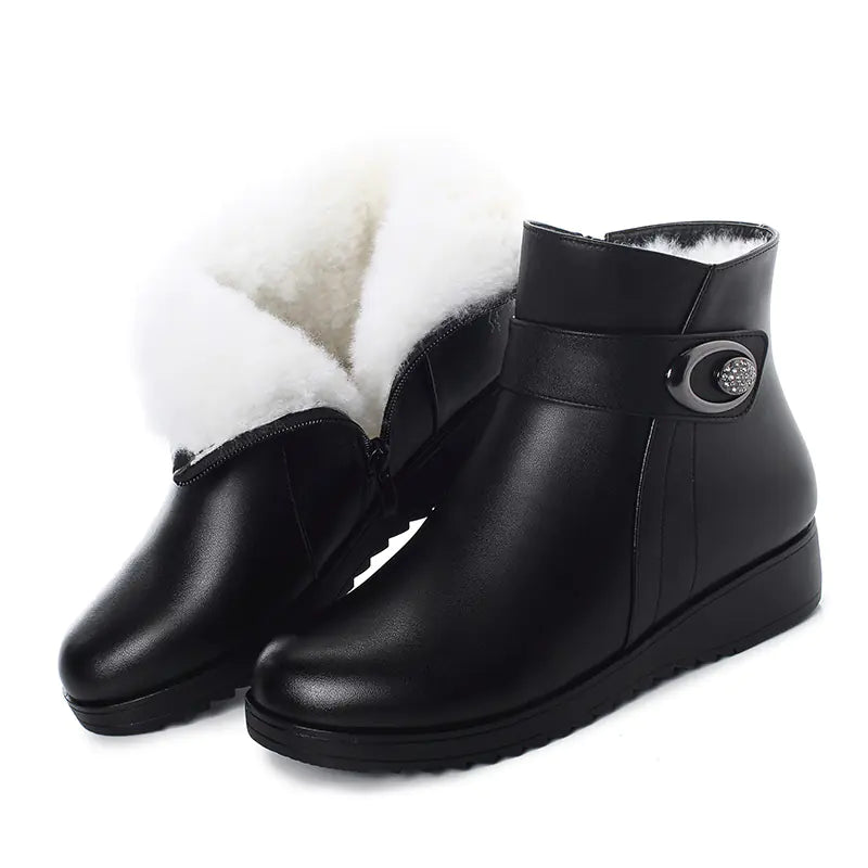 Winter Wool Non-Slip Flat Cotton Shoes for Women