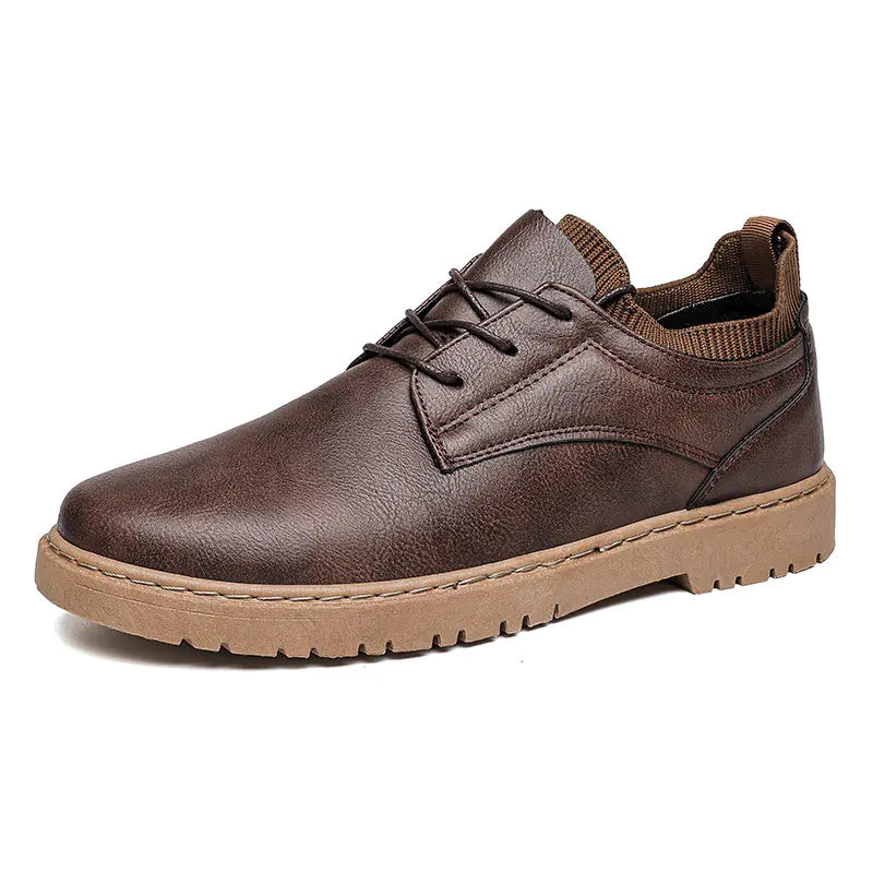 Men's Leather British Autumn Winter Work Shoes