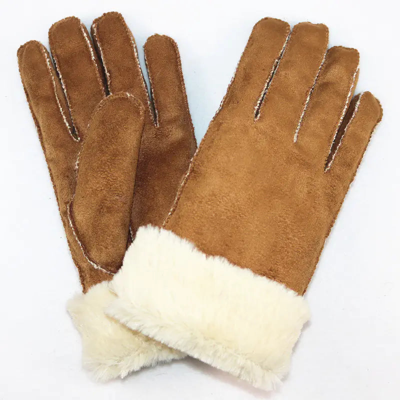 Unisex Faux Rabbit Fur Lined Winter Gloves