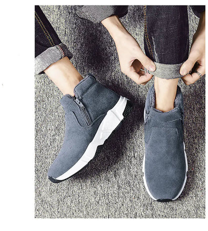 Men's Casual Suede Leather and Cotton Winter Shoes