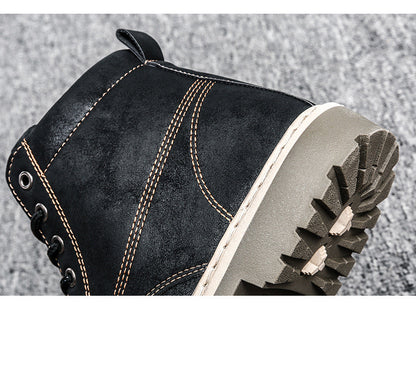 Men's Casual Leather Boots - Winter Workwear Shoes