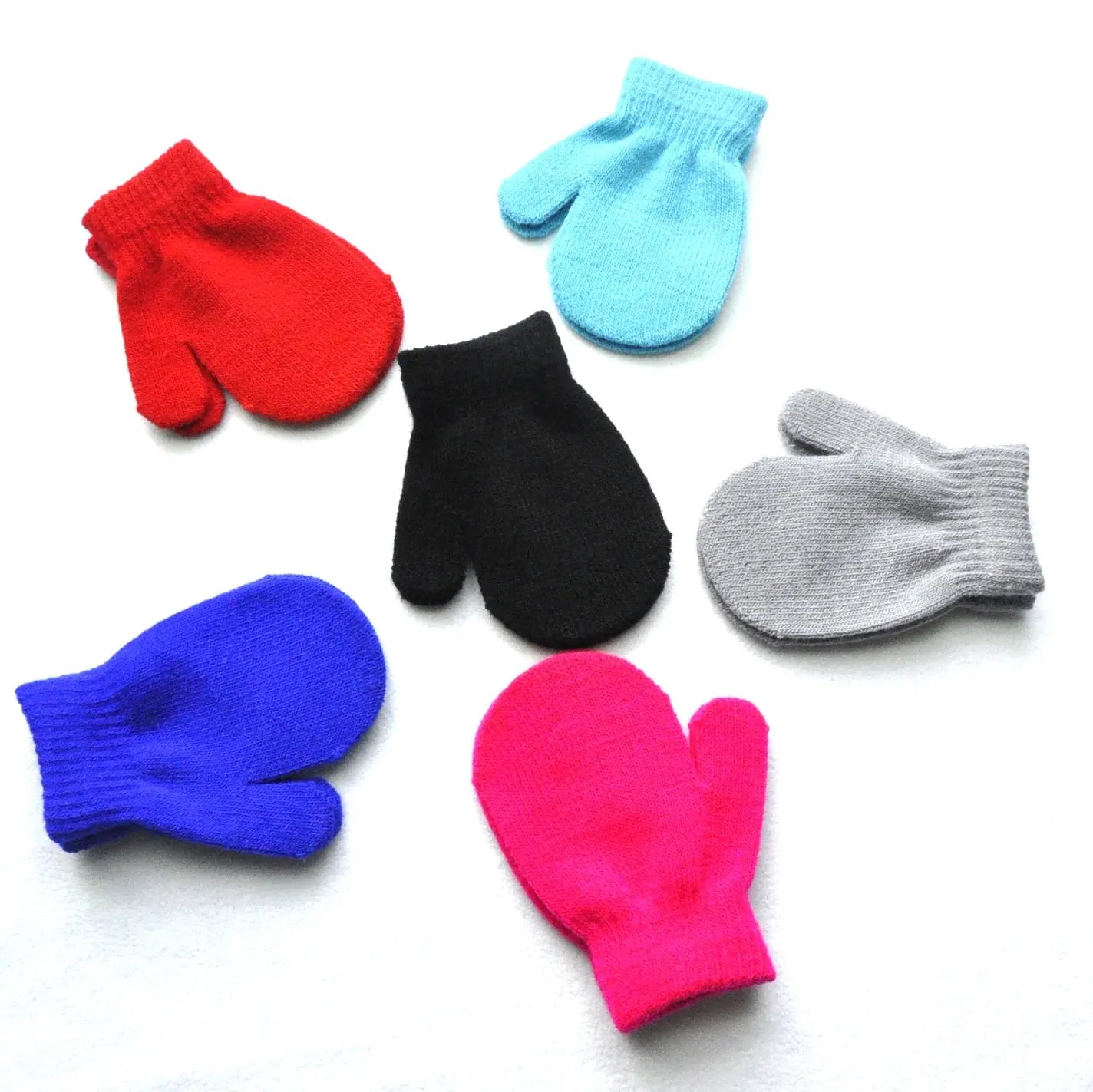 Children's Knitted Winter Gloves with Bag