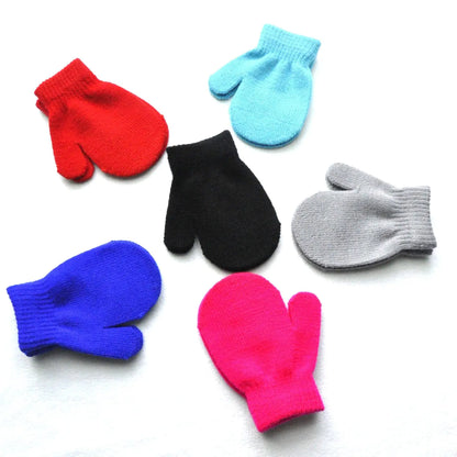 Children's Knitted Winter Gloves with Bag