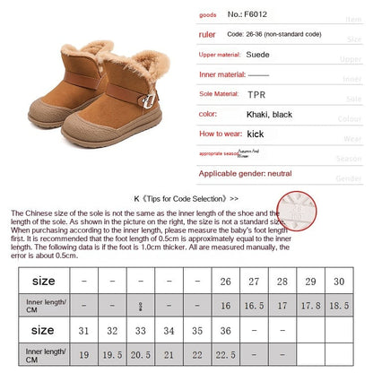 Children's Winter Fleece-lined Thermal Cotton Shoes
