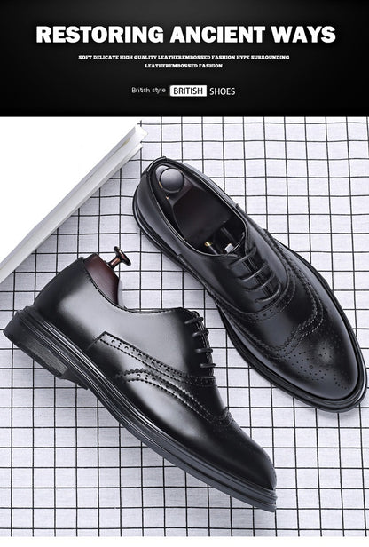Men's Business Leather Brogue Shoes for Autumn & Winter