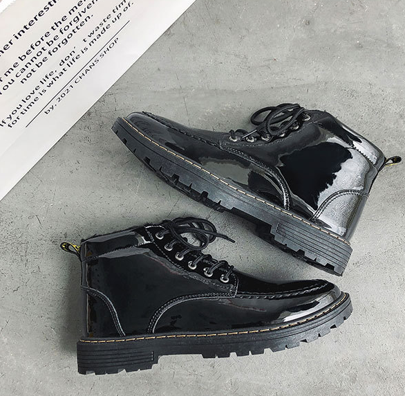 High-Top Shiny Tooling Shoes for Winter Celebrities