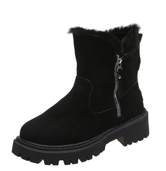 Thick Plush Snow Boots for Women - Faux Suede Winter Shoes