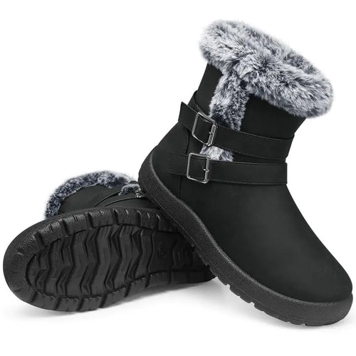 TEMOFON Women Winter Boots Waterproof: Fur Lined Ankle Warm Booties - Snow Boots Wide Width - Black Non Slip Winter Shoes Size 10