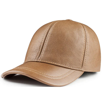 Spring genuine leather baseball cap