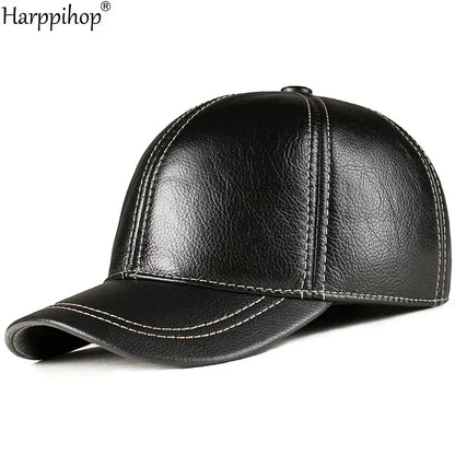Spring genuine leather baseball cap