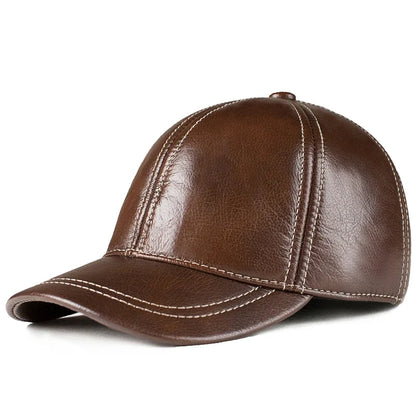 Spring genuine leather baseball cap