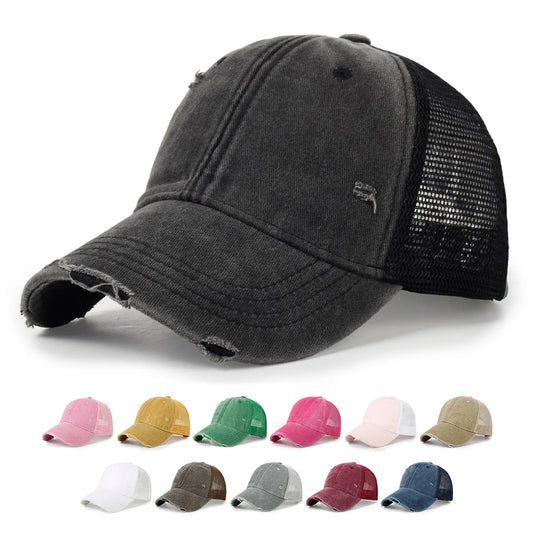 Washed Cotton Mesh Breathable Baseball Cap