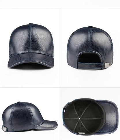 Spring genuine leather baseball cap