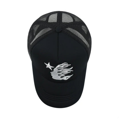 American Style Hiphop Mesh Trucker Caps Sunshade Breathable Baseball Hats Men Women Fashion Human Head Embroidered Duckbill Cap