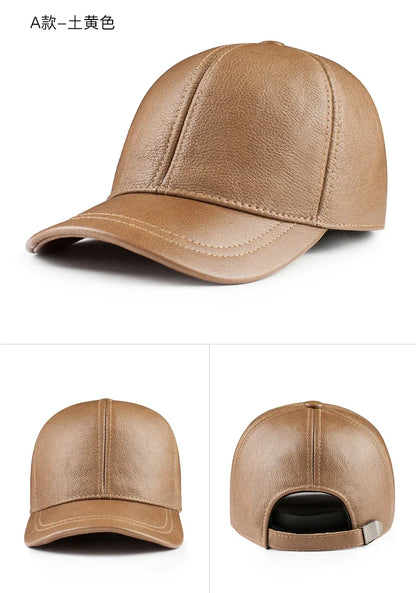 Spring genuine leather baseball cap