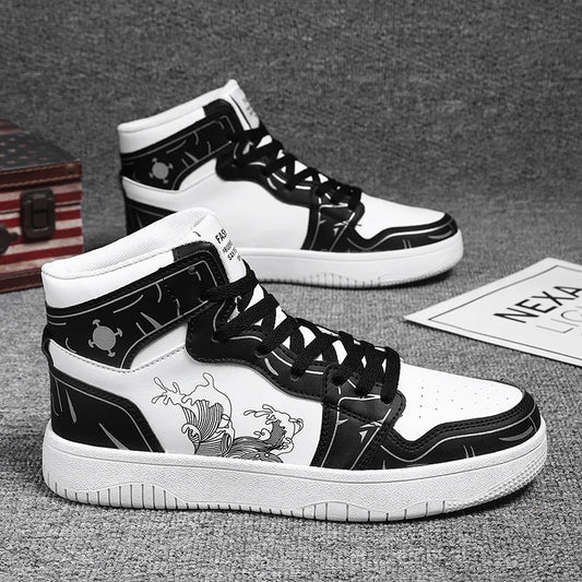 Sneakers Men High-top Flat Leather Shoes