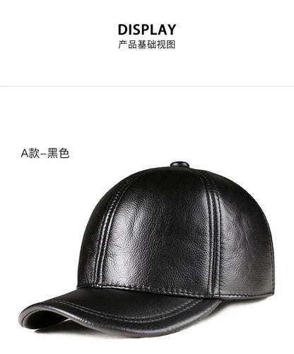 Spring genuine leather baseball cap