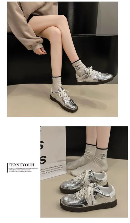 Women Leather Outdoor Walking Sneakers