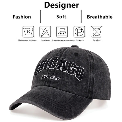 2025 New Korean Chicago Embroidery Baseball Cap