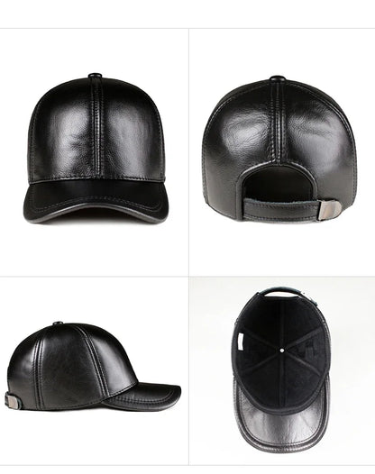 Spring genuine leather baseball cap