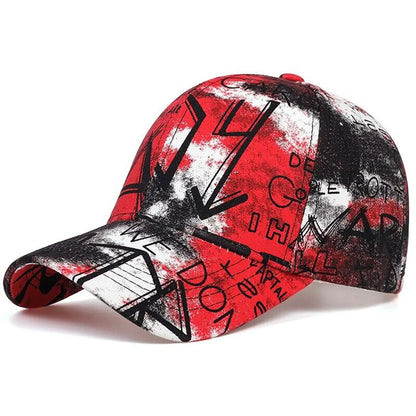 Unisex Letter Graffiti Printing Tie Dye Baseball Caps