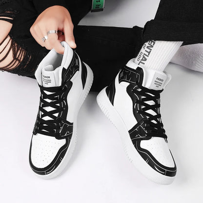 Sneakers Men High-top Flat Leather Shoes