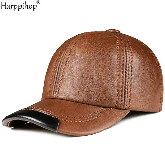 Spring genuine leather baseball cap