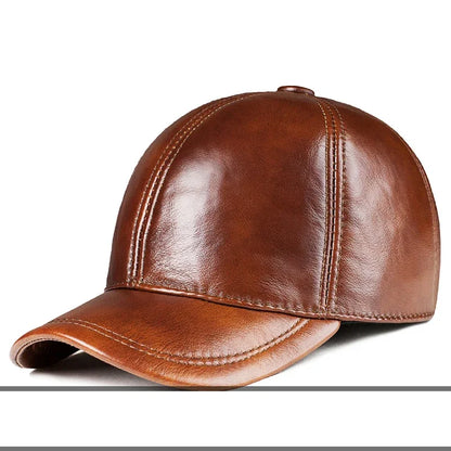 Spring genuine leather baseball cap