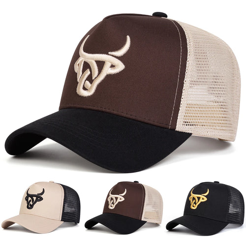 Unisex Ox Head Embroidery Baseball Net Caps