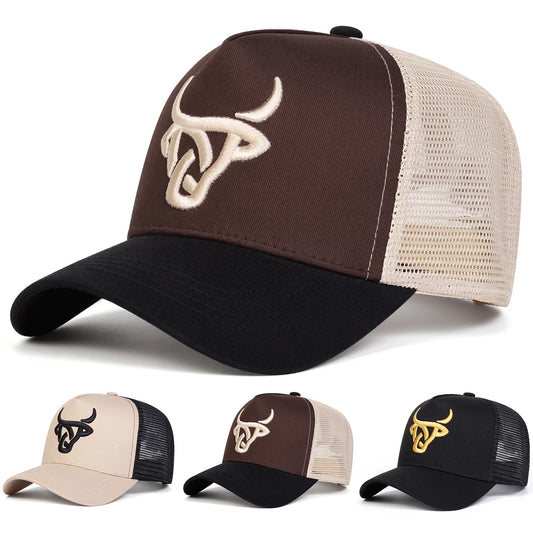 Unisex Ox Head Embroidery Baseball Net Caps