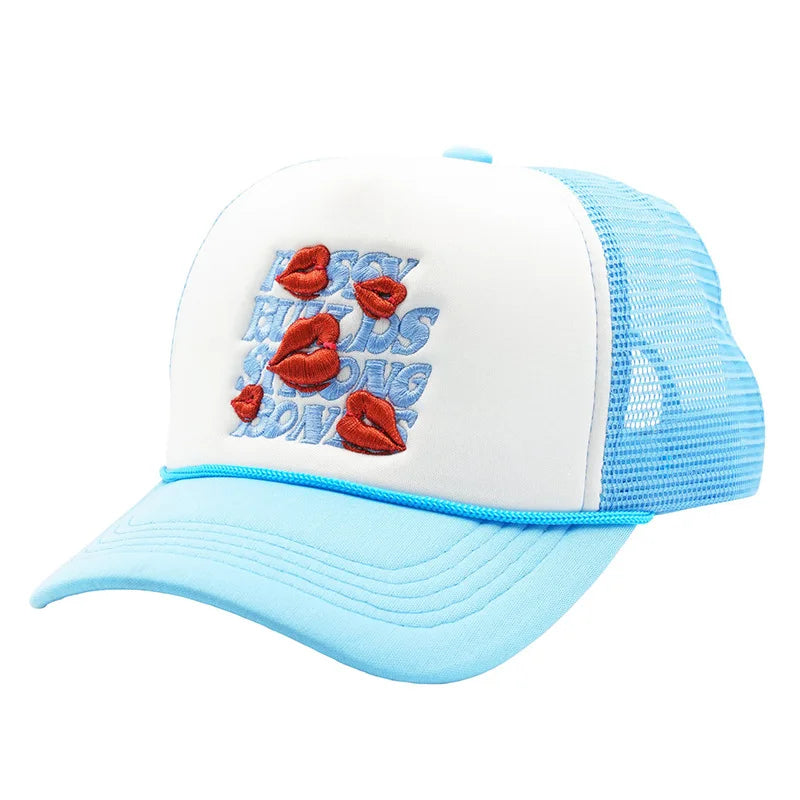 American Style Letters Lip Embroidered Baseball Hats