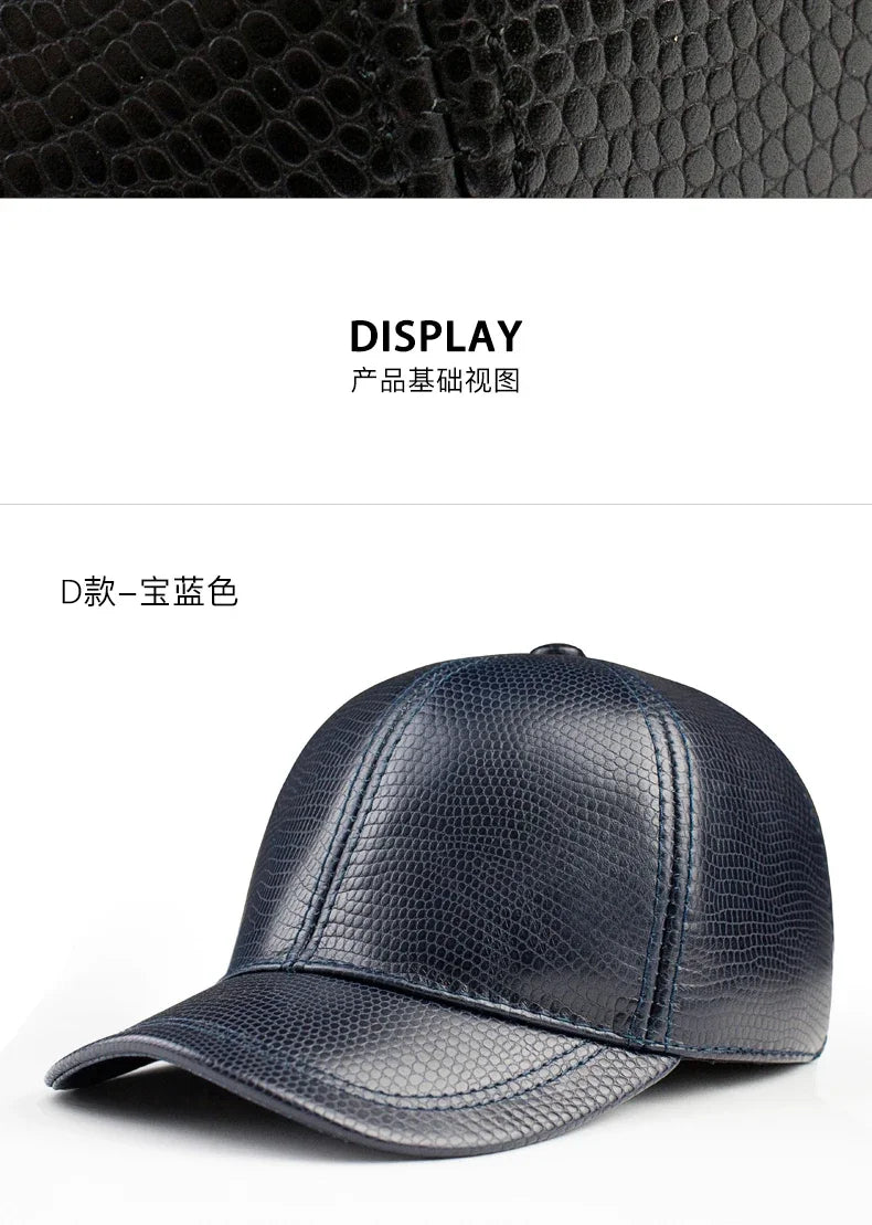 Spring genuine leather baseball cap