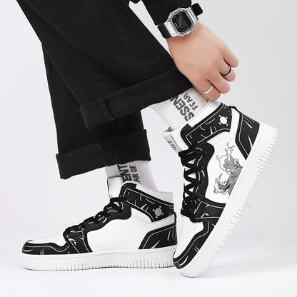 Sneakers Men High-top Flat Leather Shoes