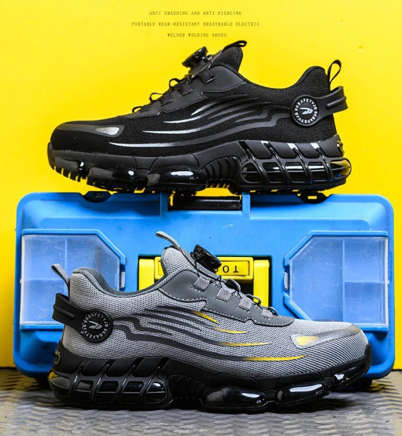 Rotary Buckle Work Sneakers Steel Toe Shoes