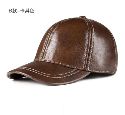 Spring genuine leather baseball cap