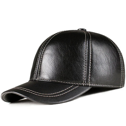 Spring genuine leather baseball cap