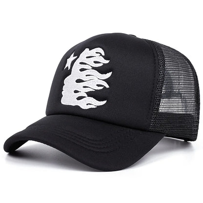 American Style Hiphop Mesh Trucker Caps Sunshade Breathable Baseball Hats Men Women Fashion Human Head Embroidered Duckbill Cap