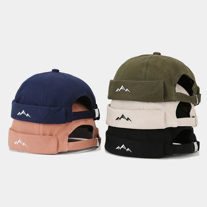 New INS Style Mountain Embroidery Vintage Round Top Hip-Hop Hat