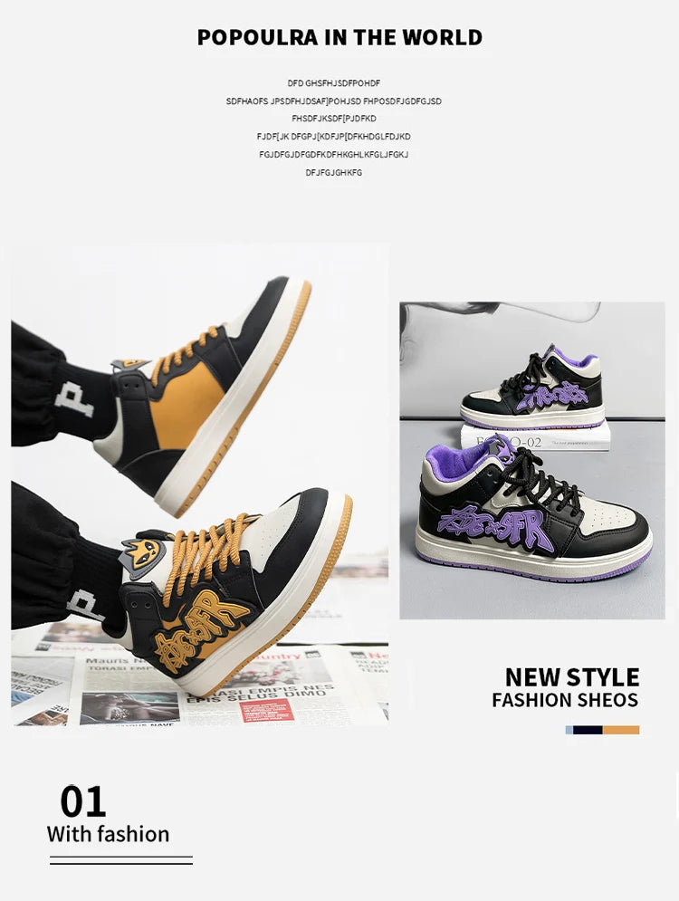 Men's Casual Sneakers Fashion High Top Shoes