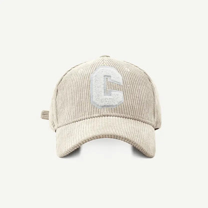 Corduroy Letter C Autumn Winter Baseball Cap