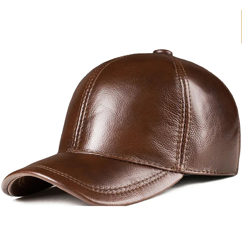 Spring genuine leather baseball cap