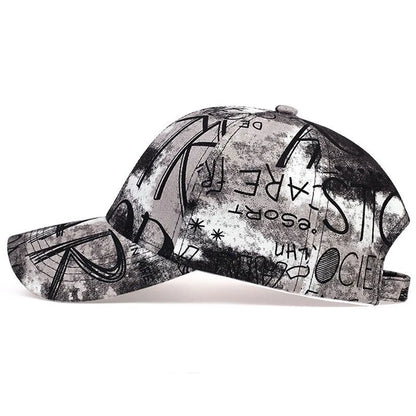 Unisex Letter Graffiti Printing Tie Dye Baseball Caps